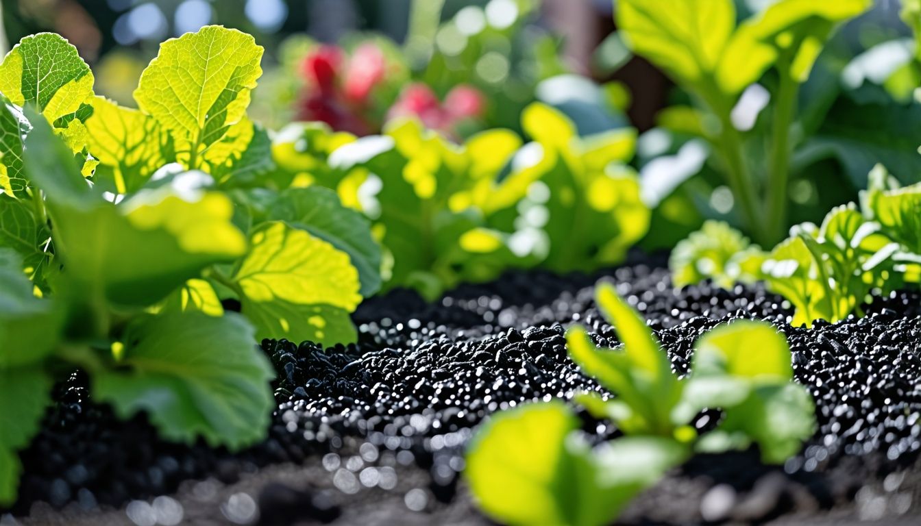 A thriving garden bed enhanced with nutrient-rich worm castings. A thriving garden bed enhanced with nutrient-rich worm castings.